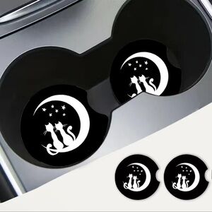 Cat & Moon Car Cup Coasters